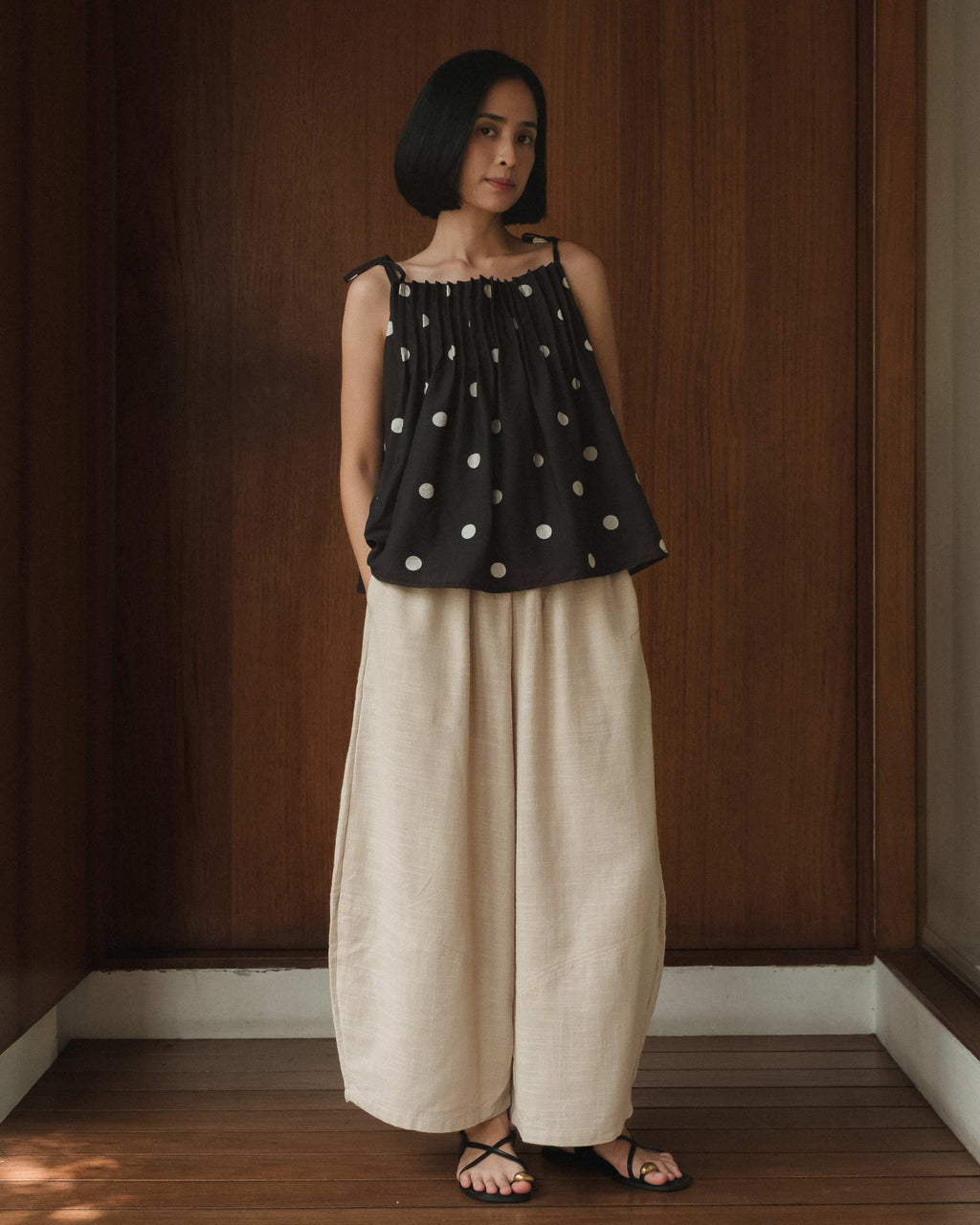 Lumi Pleated Top In Black