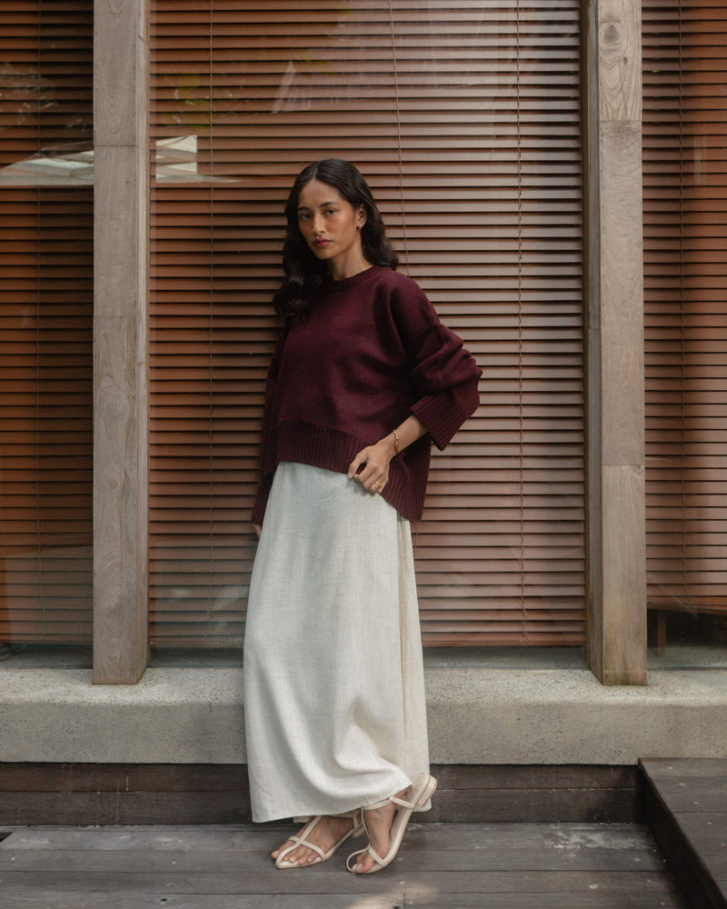 Sadie Oversized Sweater in Burgundy