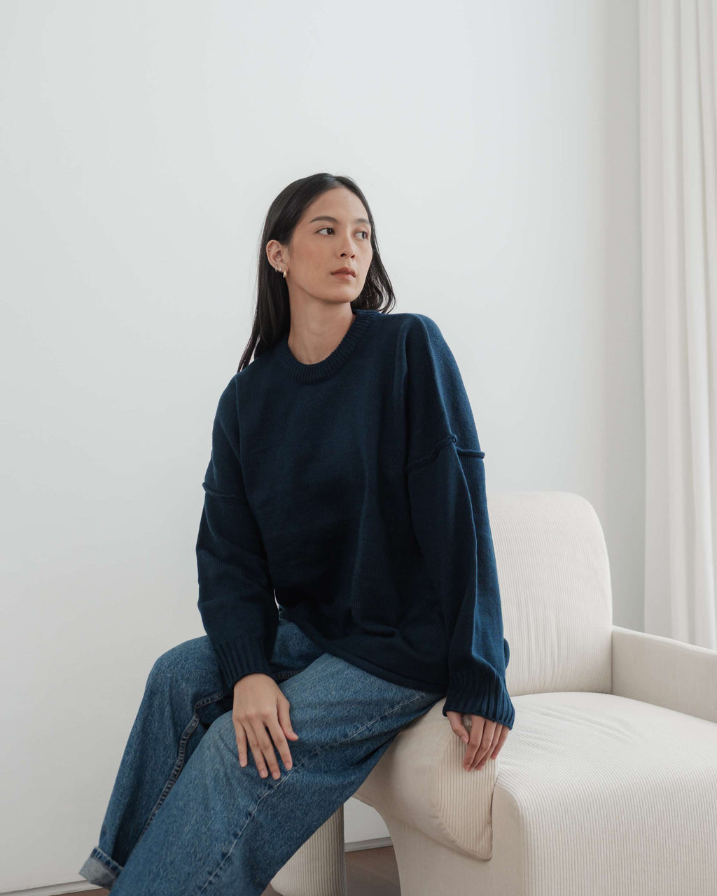 Faye Oversized Sweater in Midnightblue