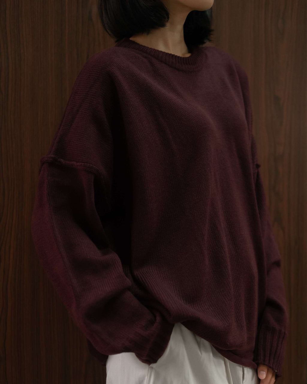 Faye Oversized Sweater in Burgundy