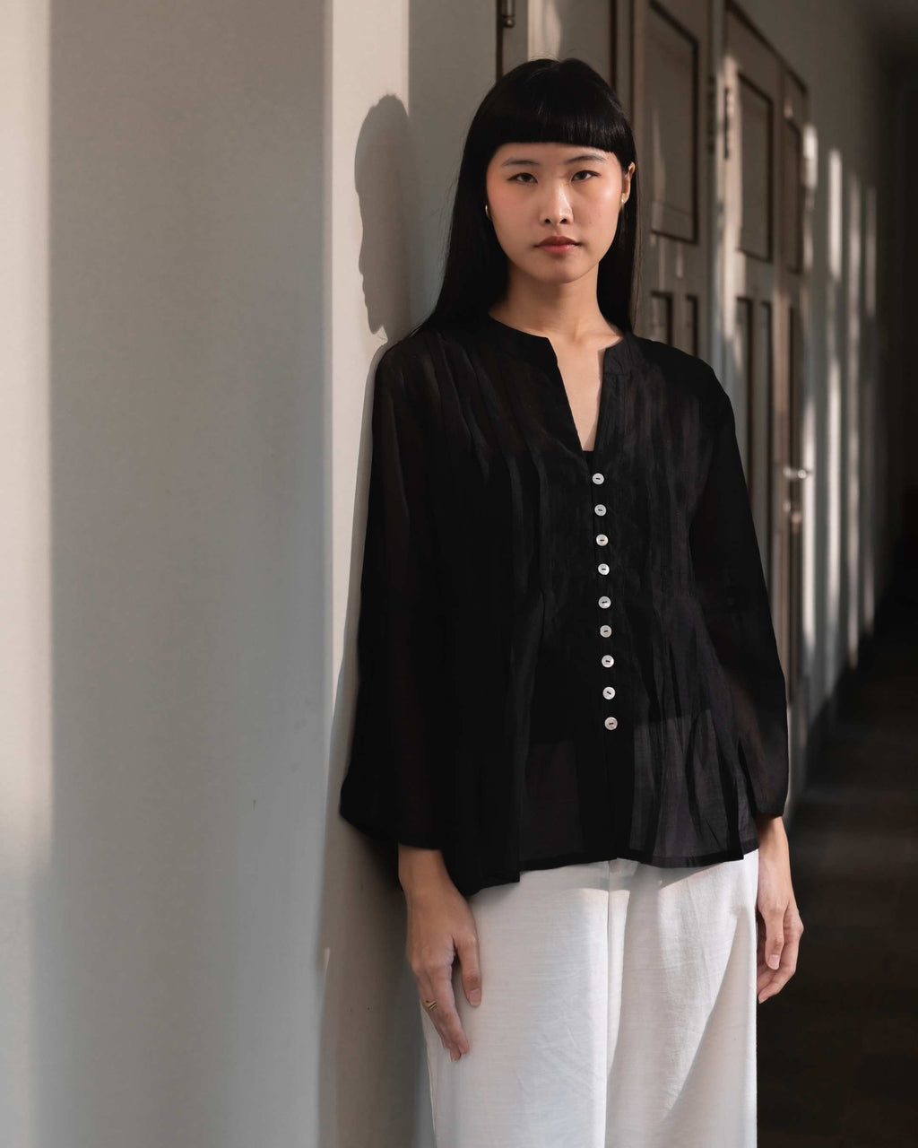 Ara Sheer Top in Black
