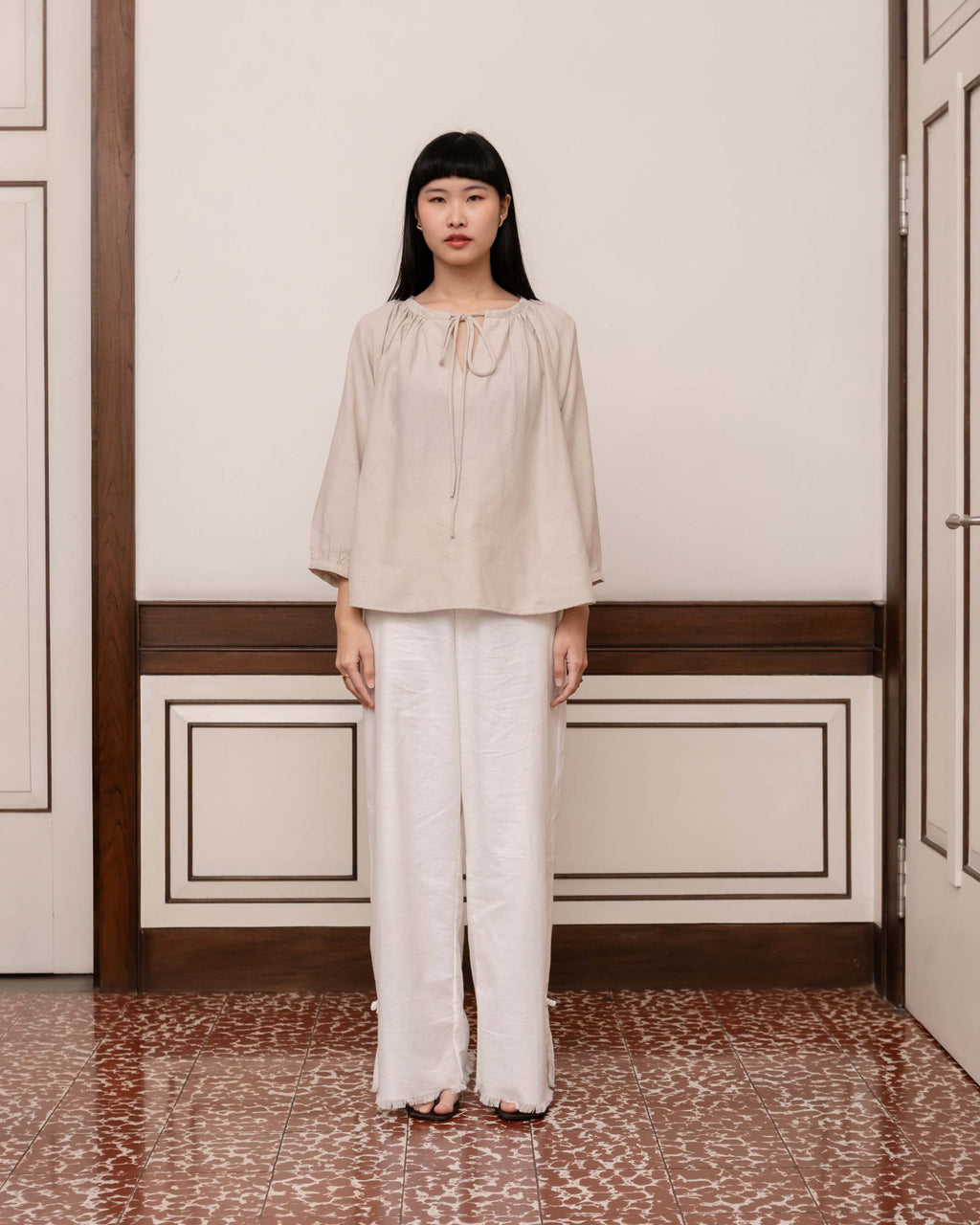 Cami Blouse in Nude Brown