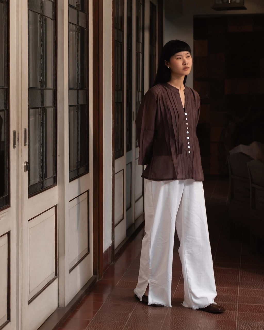 Ara Sheer Top in Dark Brown