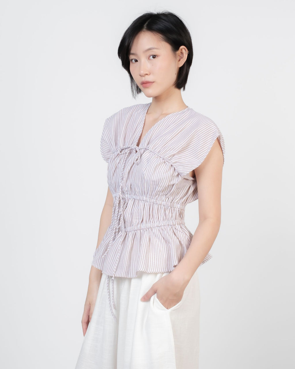 Carra Top In Striped Brown