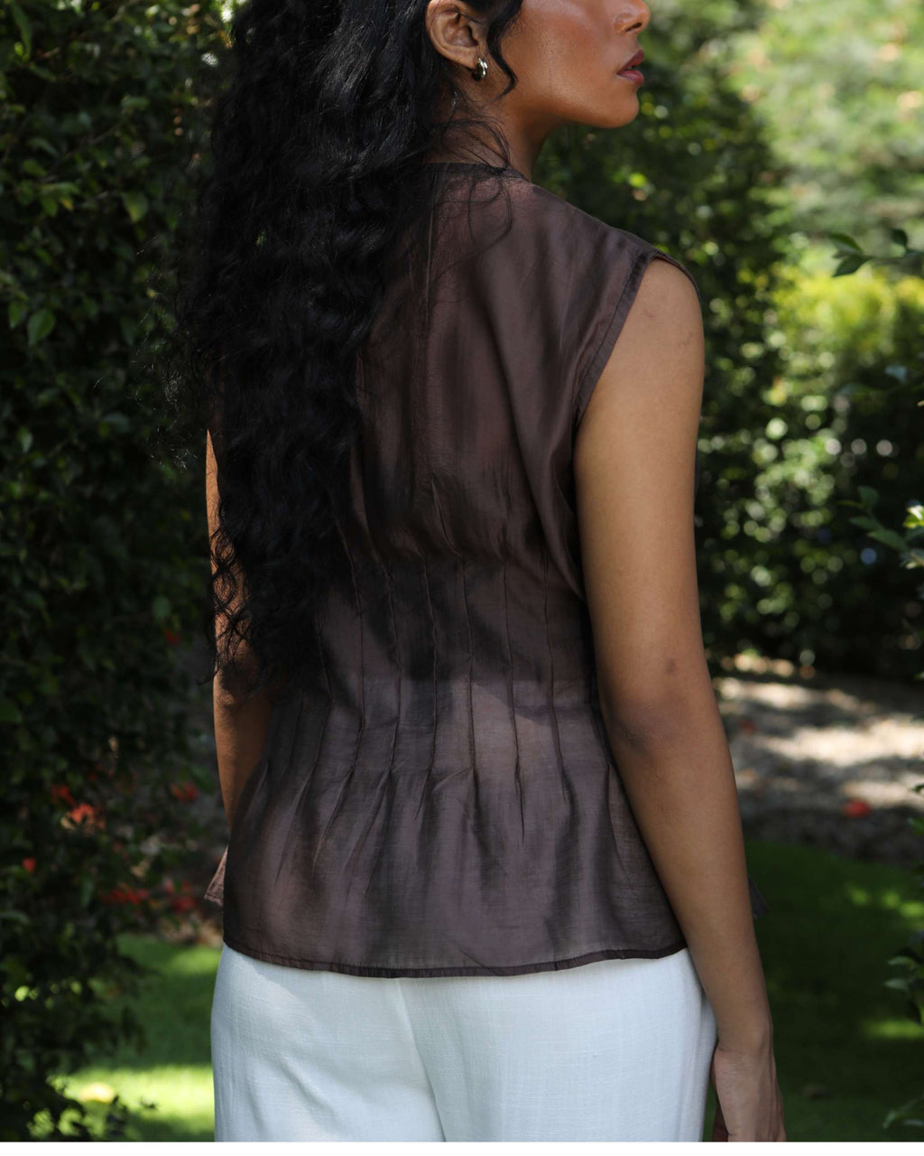 Mila Sheer Top in Dark Brown