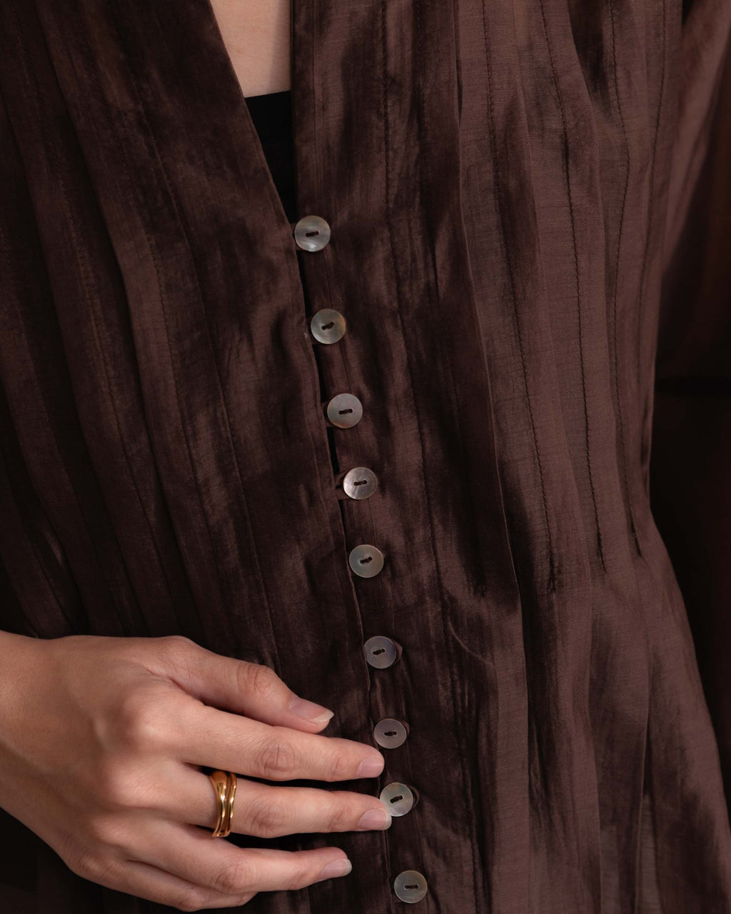 Ara Sheer Top in Dark Brown