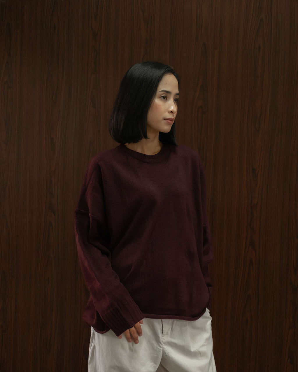 Faye Oversized Sweater in Burgundy