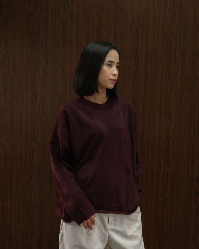 Faye Oversized Sweater in Burgundy