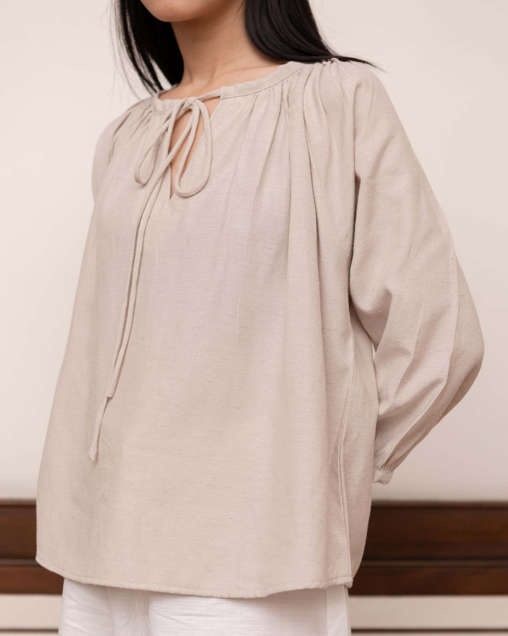Cami Blouse in Nude Brown
