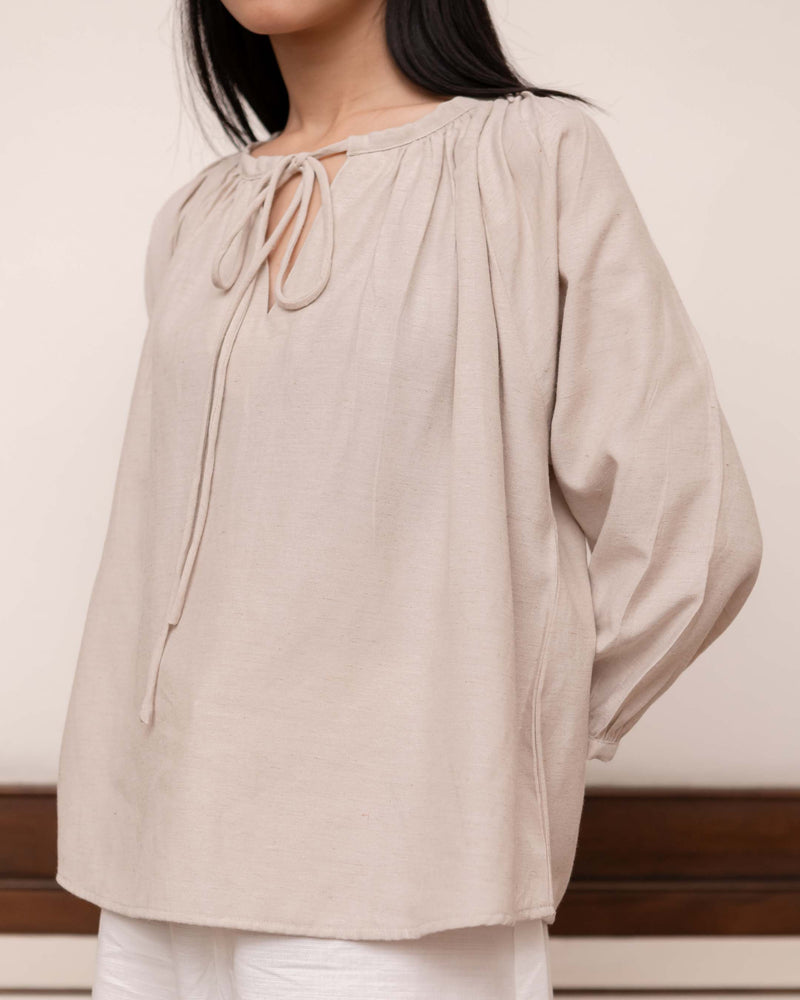 Cami Blouse in Nude Brown