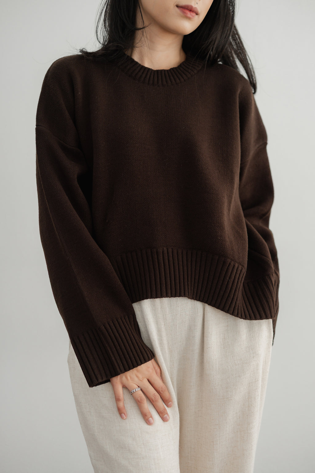 Sadie Oversized Sweater in Espresso