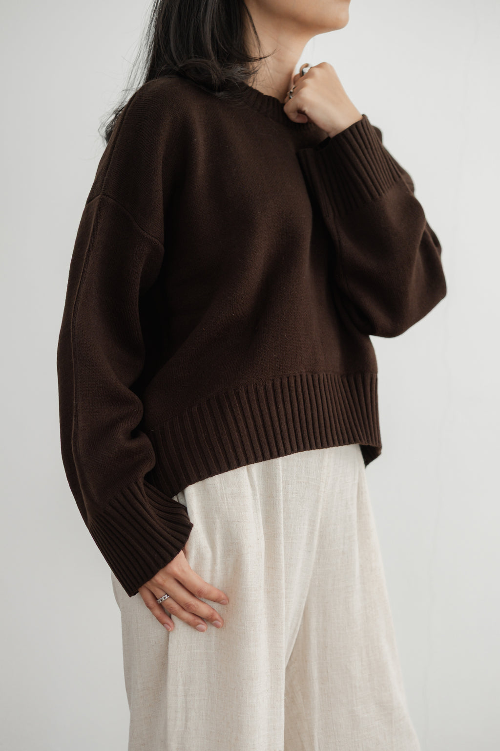 Sadie Oversized Sweater in Espresso