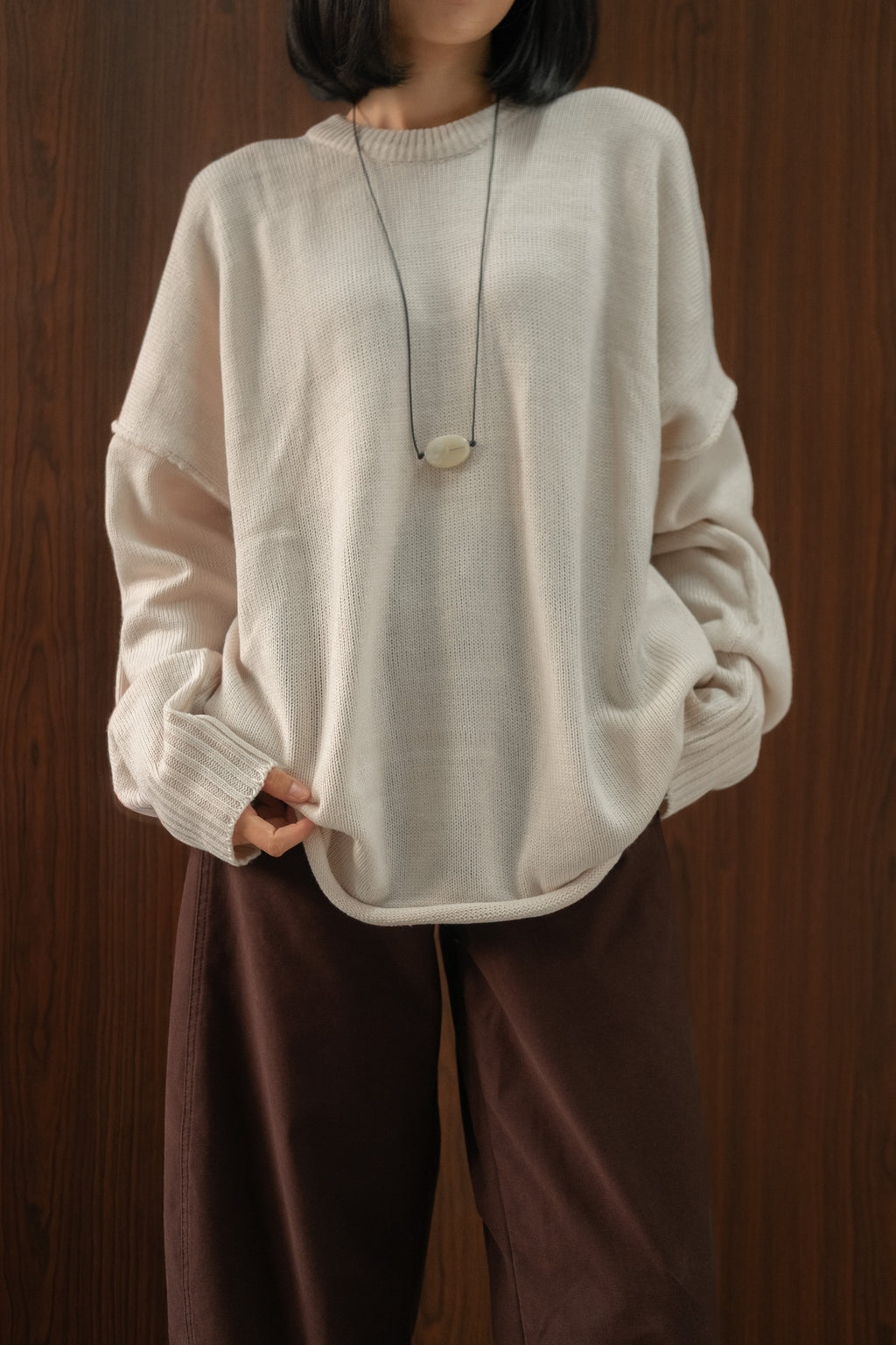 Faye Oversized Sweater in Almond
