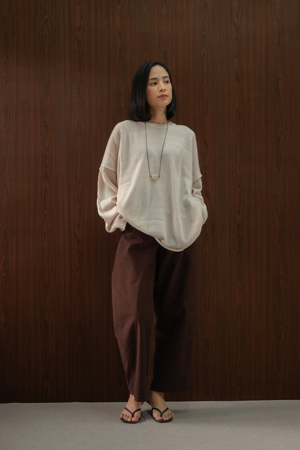 Faye Oversized Sweater in Almond